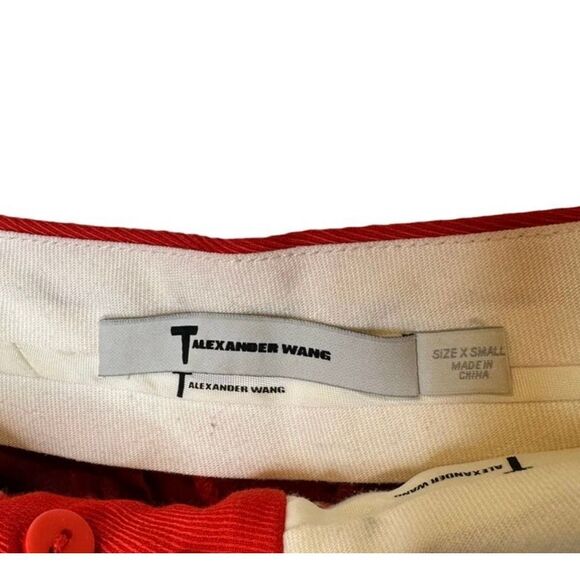 T by ALEXANDER WANG Tailored Mid Rise Red Shorts Women Size XS - Picture 4 of 4